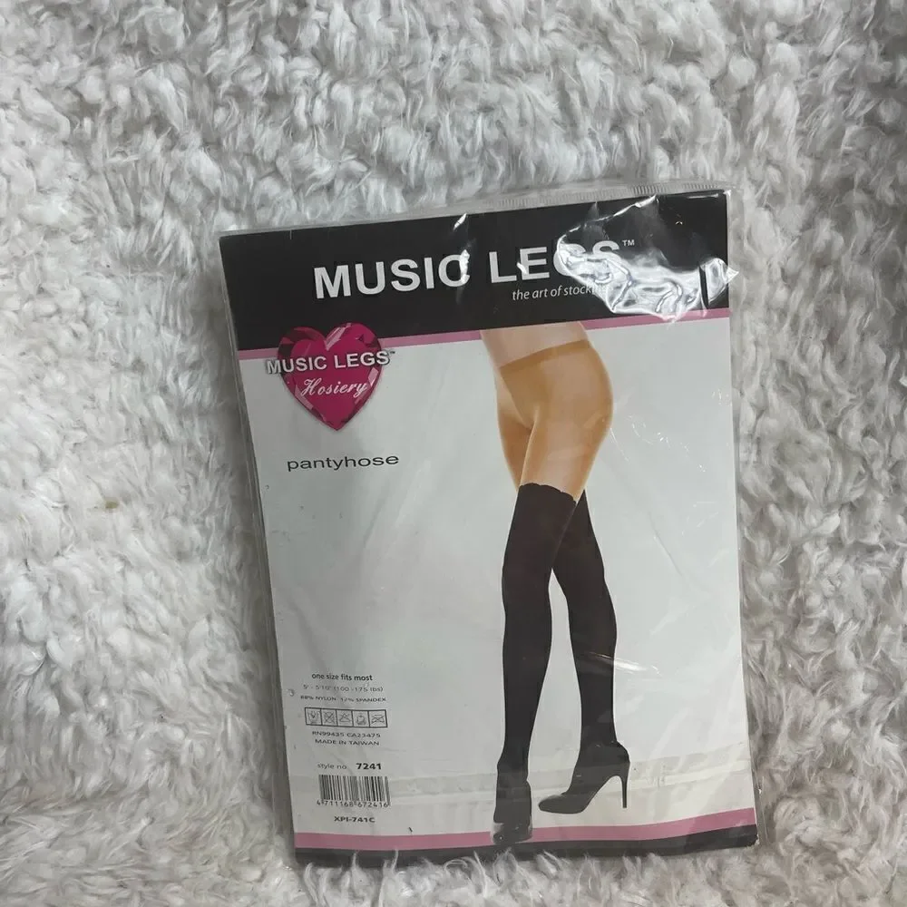 Music Legs Spandex two tone pantyhose black &nude style 7241 one size fits most.